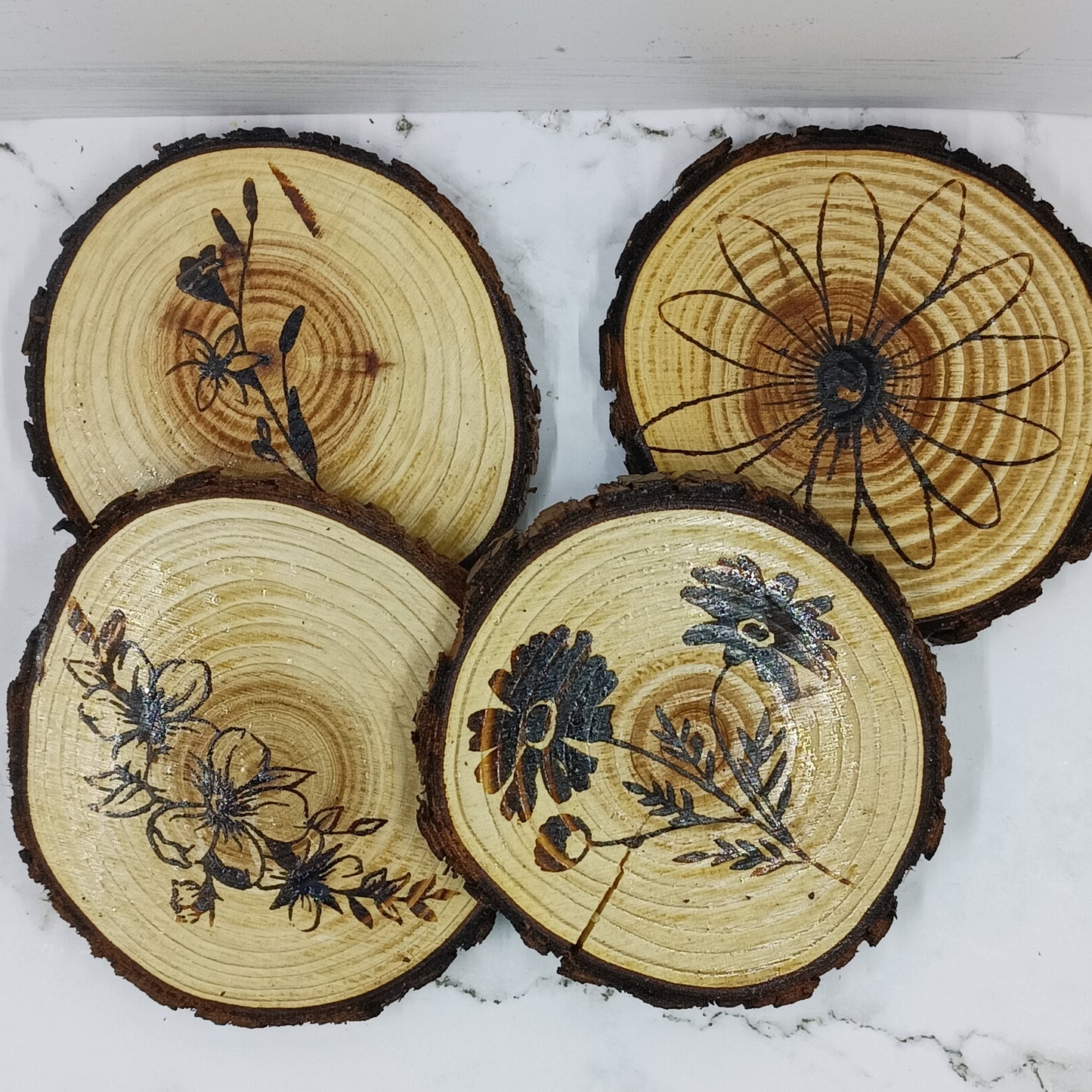 Wood Burned Coasters ~ Custom ~